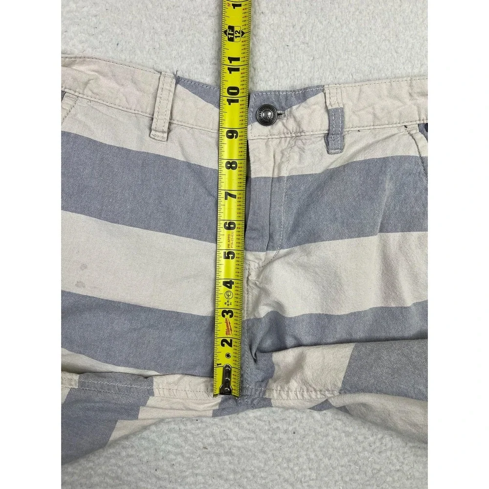 Quiksilver Shorts Mens 28 Blue Striped Chino 100% Cotton 10 Inseam Casual